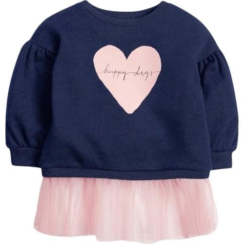 Kids Frocks 2021 Autumn Baby Girl Clothes Brand Dress Toddler Gift Casual Cotton Heart Letter Print Dresses for Kids 2-7 Years