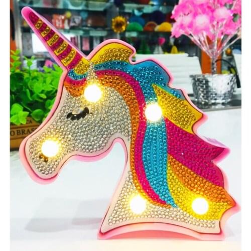 DIY Diamond Painting LED Lamp Unicorn Special Shaped Diamond Mosaic Cross Stitch Embroidery Cartoon Rhinestone Decor Light