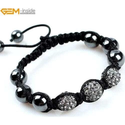Gem-inside 10mm Shining Crystal Ball Beads 3+8 Beads Adjustable length Hand-woven Bracelet Fashion Jewelry Christmas Gift