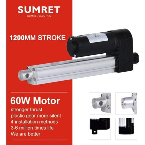 Electric linear actuator 1200mm 48inch stroke micro telescopic Push rod lift putter 2500N 60W DC 24V 12V