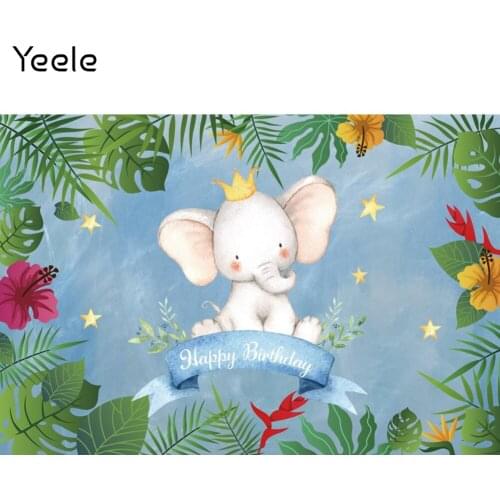 Yeele Photocall Baby Shower Birthday Backdrop Elephant Flowers Party Decor Background Photography Photographic For Photo Studio