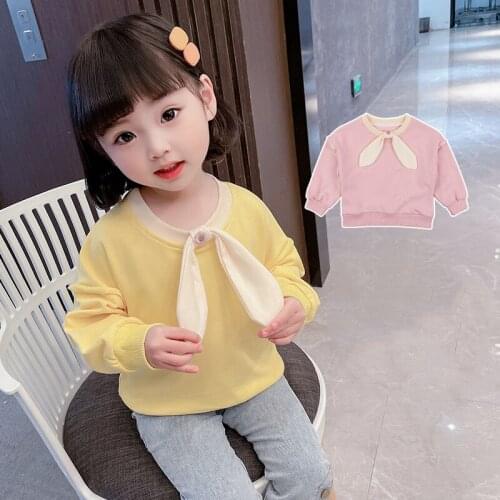 Girls' T-shirts new Korean childrens sweaters spring clothes childrens loose bottoming shirts baby girls spring and autumn