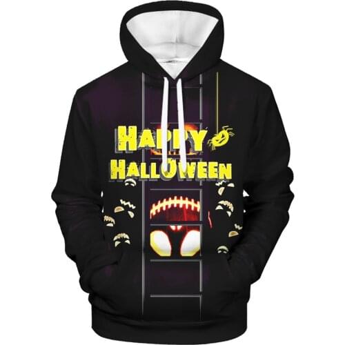 Halloween Horror New Product 3D Color Printing and Velvet Hooded Mens and Womens Casu Pattern Hoode
