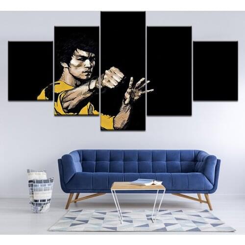 Canvas Painting Bruce Lee - Do not pray for an easy life 5 Pieces Wall Art Painting Modular Wallpapers Poster Print Home Decor