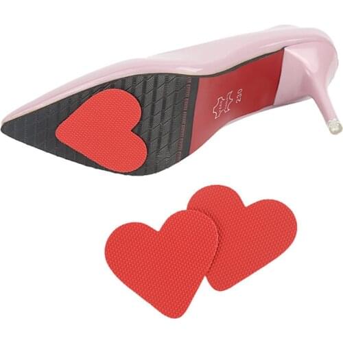 KLV 1 Pair High Heels Cushion Shoe Pads Sole Protector Non Slip Insoles Heart shaped Forefoot Sticker For Women