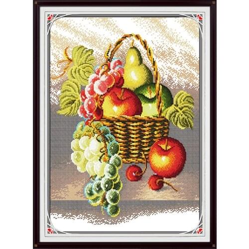Fruit Basket 11CT Printed Canvas Cross Stitch Kits Wall Decor Paintings Handmade Home Decoration Knitting Set DIY Embroidery