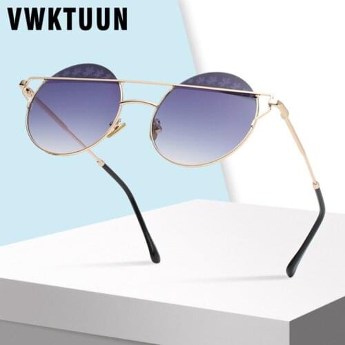 VWKTUUN Round Sunglasses Women Men Alloy Frame Sun Glasses For Women Flower Decoration Oversized Sunglasses Vintage Goggles