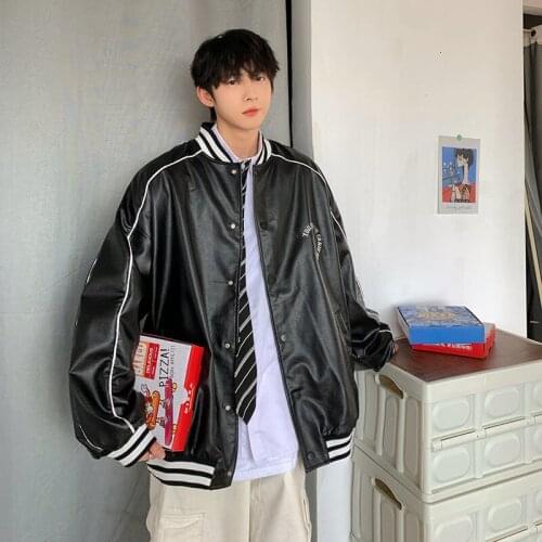 INXYZ Autumn New Leather Jacket Men Streetwear Trend List Casual Over Size Solid Color Jacket Women Warm Winter All-match