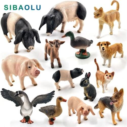 Small Pig Cat Dog Rabbit Goat Sheep Duck animal model figurines home decor miniature fairy garden decoration accessories modern