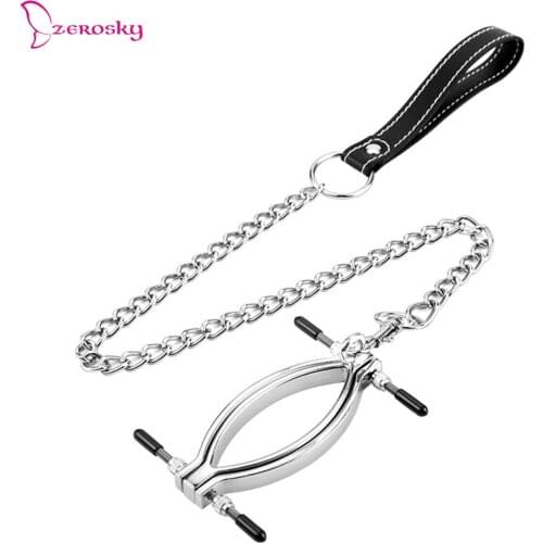 Metal Adjustable Vagina Spreader Labia Clip Pussy Clamp for Women Open Vagina Peep Torture Game Clit Stimulator Fetish BDSM