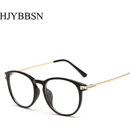 HJYBBSN New Fashion Eyeglasses Retro Vintage Metal plain frame optical glasses frame men women myopia eyeglasses retro de grau