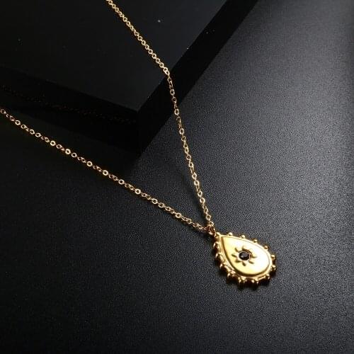 ZMFashion Water Drop Black Rhinestone Men Womens Necklace Clavicle Chain High Quanlity Stainless Steel Aesthetic Choker Jewelry