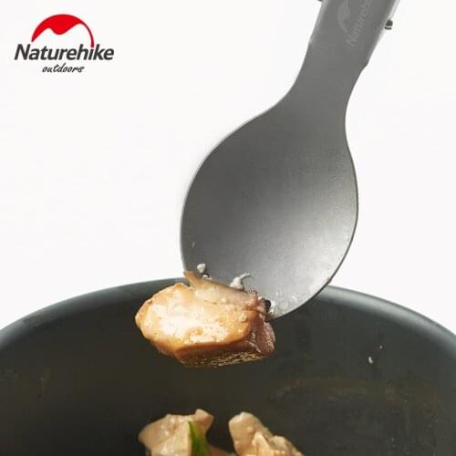 Naturehike Factory sell Camping hiking Mini Portable Titanium Cutlery Spoon Fork Spork set Backpacking Tableware Flatware Set