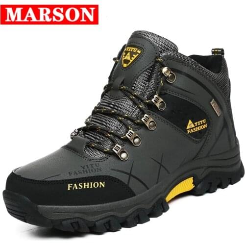 New Men Winter Snow Boots Waterproof Leather Fashion Super Warm Mens Boots Outdoor Male Hiking Boots Work Shoes Plus Size
