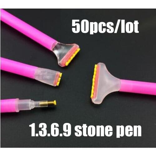 Wholesale 50pcs DIY Diamond Painting Accessory Supply Dotting Rhinestone 1/3/6/9 Point Pen Drilling Mud Nail Art Tools Glue Mud