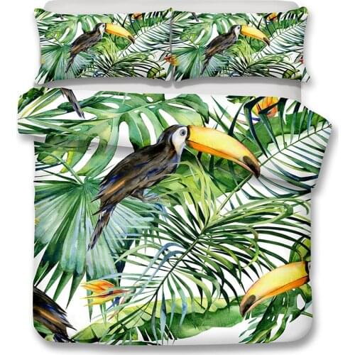 Tropical Plant-style Bedding 2/3 Sets of Household Bedding Teenage Toucan Bedroom Decor Bedding