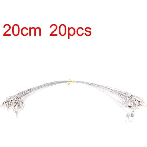 20Pcs/lot Steel Wire Leader With Fishing Accessory Silver Color Leadcore Leash Fishing Line 15CM 20CM 30CM