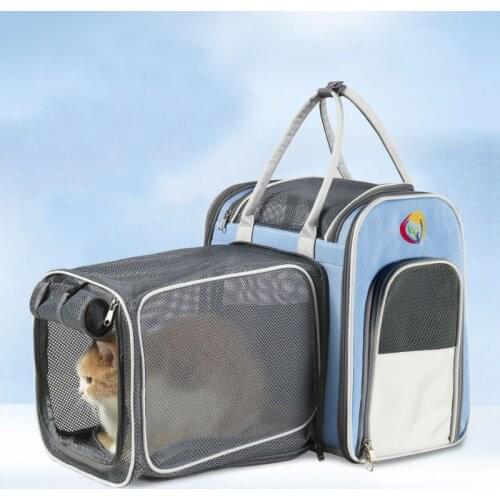 Expansion pet bag Oxford cloth breathable pet backpack Go out portable cat shoulder cat bag