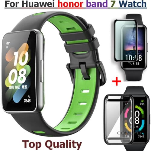 Sport Silicone Strap Band for Huawei Honor Band6 Bracelet Screen PMMA Protective Film for Honor Band 6 Watch Replacement Wrist