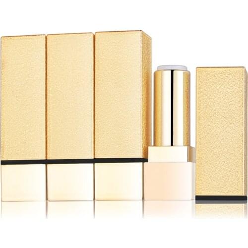 Luxury Elegant Gold Square Empty Lip Balm Lipgloss Lipstick Tubes Portable Cosmetic Containers Lips Tube 12.1 Cup Size 20pcs/lot