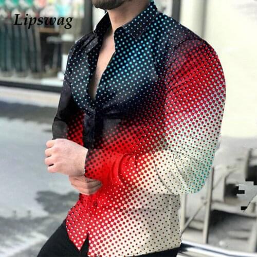 2021 Spring Autumn Men Fashion Shirts Turn-down Collar Buttoned Shirt Mens Casual Digital Printing Long Sleeve Tops Streetwear