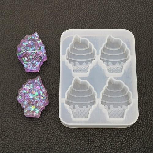 DIY Crystal Epoxy Mould Ice Cream Mould 4 with Mirror Pendant Baked Gypsum Resin