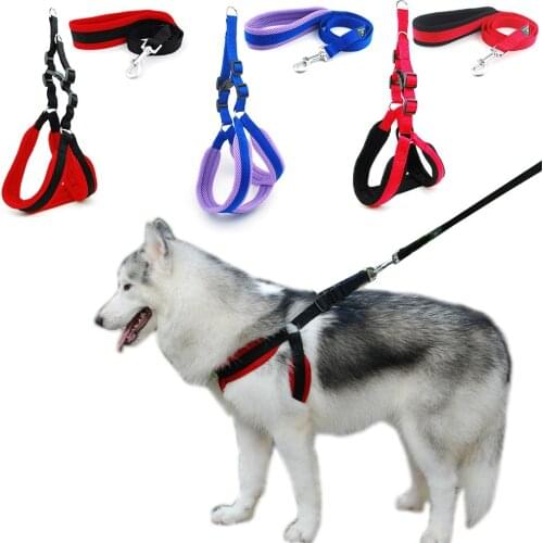 Dog Harness Vest Leash Solid Breathable Mesh Pet Produts Adjustbale Outdoor Walking Leash Dog Collar for Medium Large Dogs