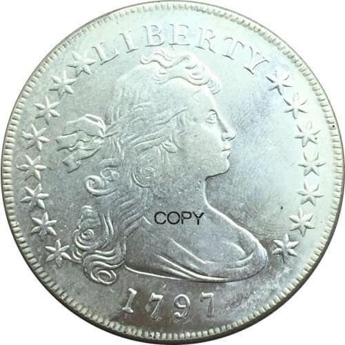 U.S. 1797 Brass Silver Plated Liberty Draped Bust Dollar Replica Coins