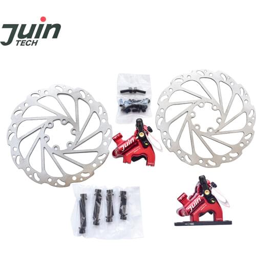 Juin Tech F1 bicycle disc brake caliper line pull hydraulic brakes set MTB XC road mountain bike brake rotors 160mm flat mount