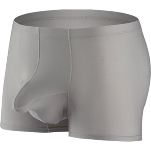 Mens Boxers Sexy Underwear Ice Silk Boxershorts Trunks Solid Ropa Hombre Cuecas Male Penis Pouch Jockstrap Shorts Underpants