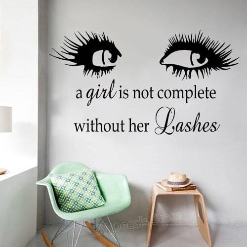 Eyelashes Care Wall Stickers Quote Lashes Extensions Eyebrows Brows Vinyl Decal Murals Beauty Salon Living Room Home Decor Z915