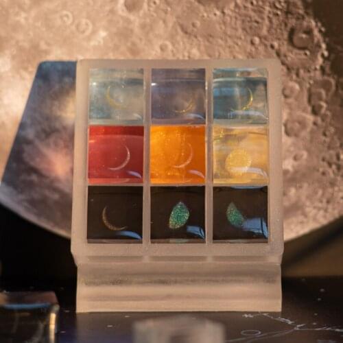 Moon Crescent Decoration Epoxy Handmade Chic Transparent Resin Cube Desktop Decor Valentines Day Birthday Healing Gift