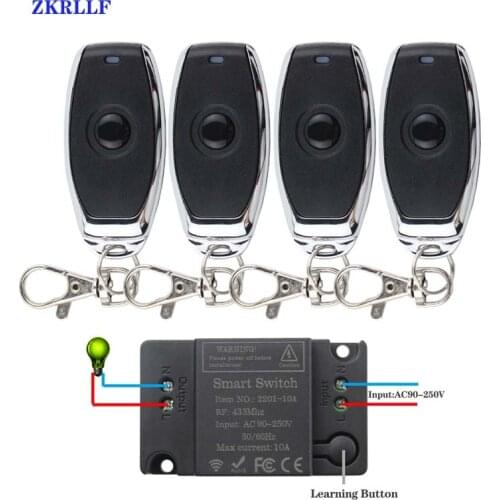 433MHz Universal Remote Control Switch EV1527 Transmitter Control and AC 220V 10A 1CH RF Relay Receiver for Wireless Opener
