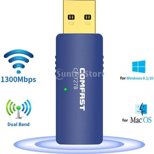 USB WiFi Bluetooth Adapter for PC 1300Mbps,Wireless WiFi Adapter Wireless Bluetooth Dongle, Support Windows 7/8/10, Mac OS