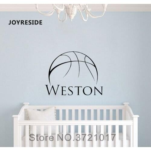 JOYRESIDE Personalized Boys Name Wall Basketball Decal Vinyl Sticker Home Playroom Boys Bedroom Sport Decoration Art Murals A366