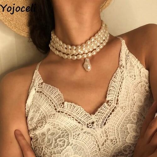 Yojoceli Sexy pearl necklaces pendants womens clothing jewelry accessories Party club pendant necklace