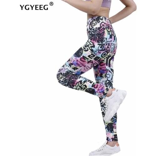 YGYEEG Women Leggings High Waist Graffiti Letter Pattern Knitted Gym Quick-Drying Sports Stretch Fitness Ankle-Length XXL Pants