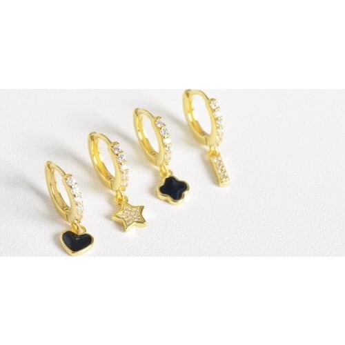 925 sterling silver earring fashion zircon heart moon star leaf bar short drop ear ring ear bone cute trend wild female ear jewe