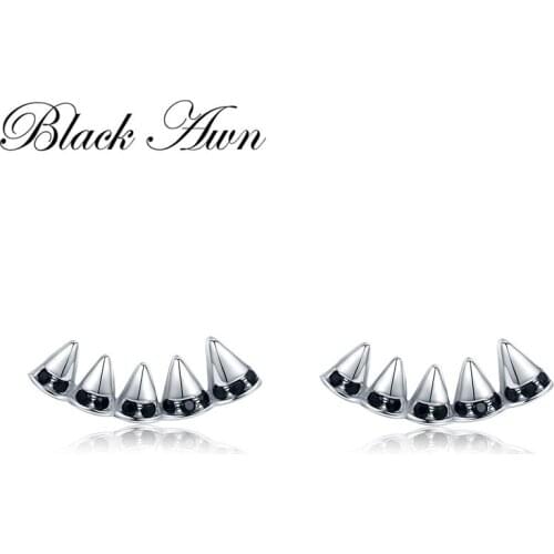 New [Black Awn] Romantic 925 Sterling Silver Jewelry Natural Party Stud Earrings for Women Bijoux T220