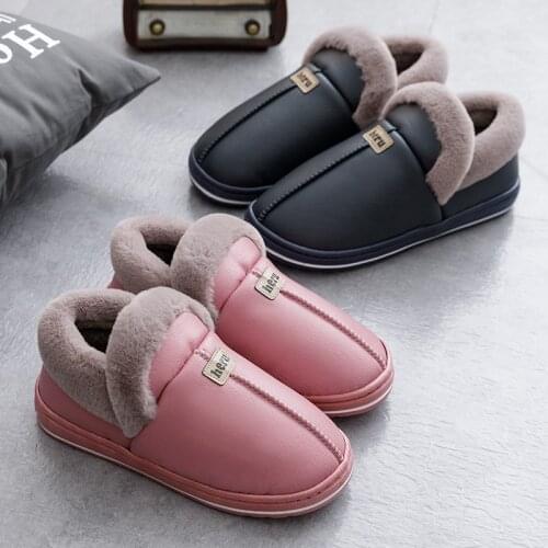 Women Winter Slippers Snow Shoes Indoor Plush Shoes Unisex Warm Home Slippers Fur Casual Shoes Slip On Home Cotton Shoes Lady