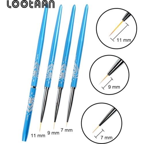 Lootaan 1 Pc Nail Art Liner Brush 7mm/9mm/11mm Nail Stripes Painting Pen Drawing Tools Acrylic Nail Brush Manicure Nail Art Tool