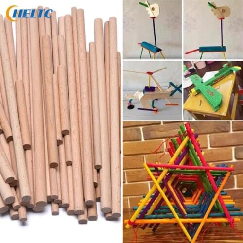 10pcs Dia 8mm/10mm/12/mm Natural beech Wooden Rods Sticks Premium Durable Wooden Dowel for DIY Crafts Building Model Woodworking