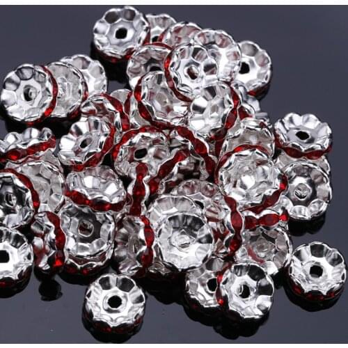 100pcs 6mm Silver Plated Crystal Rhinestone Interval bead Rondelle Spacer Beads per bag for jewelery making