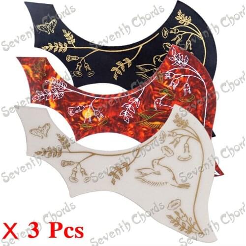 3 Pcs Hummingbird Flower Decorative Pickguard Pick Guard Anti-scratch Plate for Left handed Acoustic Guitar