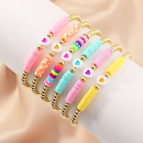 Bohemian Style Ethnic Multicolor Bracelet Sets For Women Fashion Versatile Love Round Beads Couples Beach Bracelet Jewelry