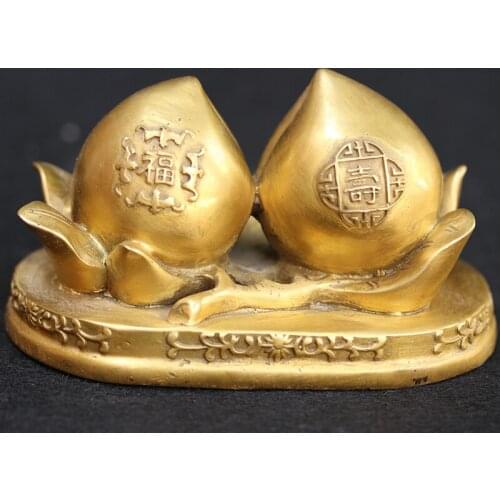 Bronze Peach Crafts Two longevity peach elderly birthday gifts Gifts Feng Shui home decoration Products