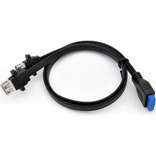 Dual Ports USB 3.0 Female Mount Panel To Motherboard 20Pin Power Cable Cord NK-Shopping