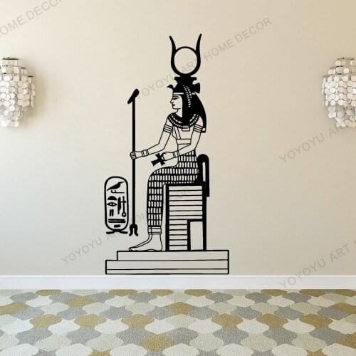 Egyptian Mythology Wall Decal Goddess Hathor Ancient History Egypt Style Wall Door Vinyl Stickers Bedroom Home Decor JC120