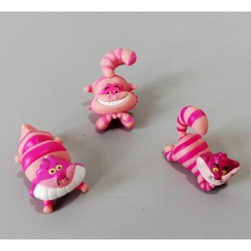 Disney Anime Alice in Wonderland Action Figure Dolls Toy 3cm 3Pcs/Set Different Styles Pvc Cheshire cat Model Toys Funny Gifts
