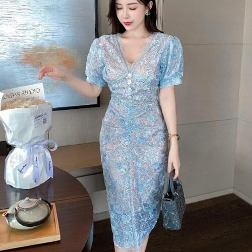 Синие летние платья HHXERTOTF China At AliExpress